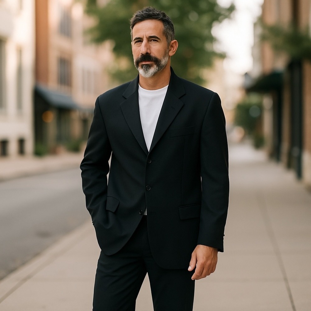 Mens Black 100% Wool Blazer Jacket Classic Elegant Business Formal